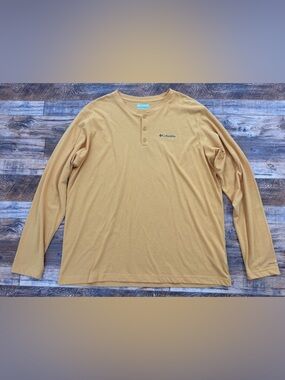 Columbia Omni-Wick Men's Button Neck, Long Sleeve Tee Shirt, Size XL